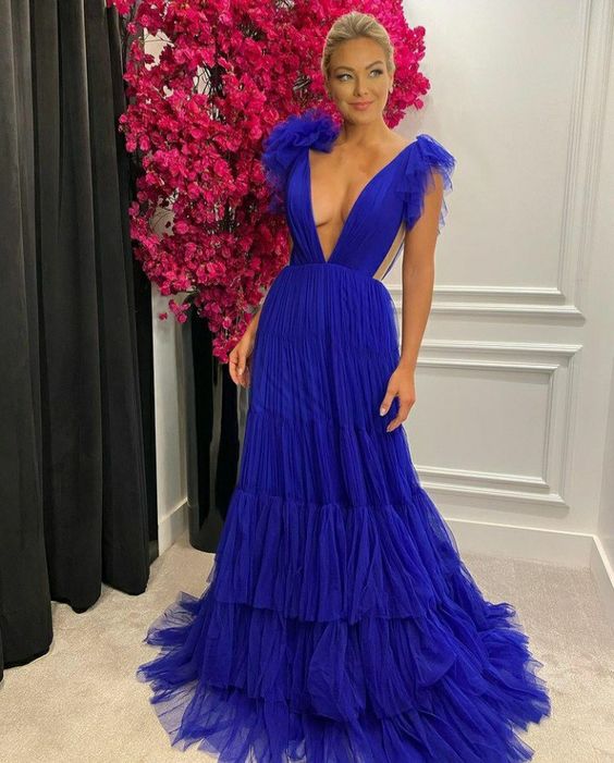 Royal Blue Long Party Formal Prom Dresses for Girls S2246
