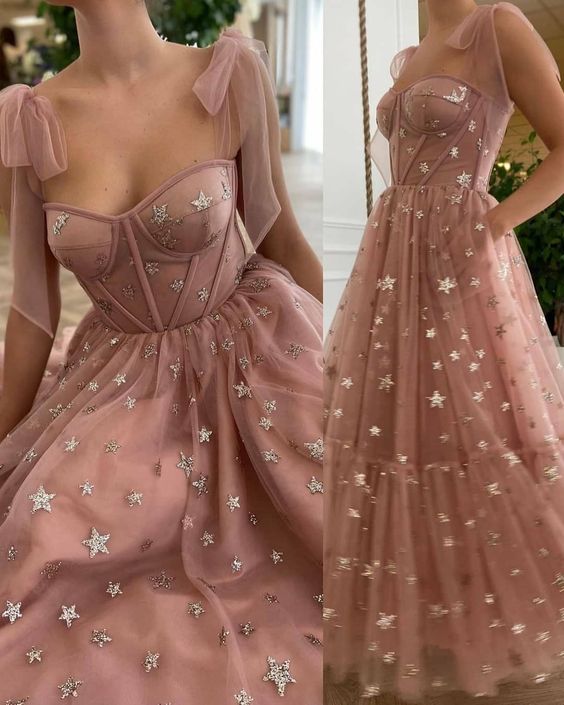 A line pink prom dress, evening dress S1270