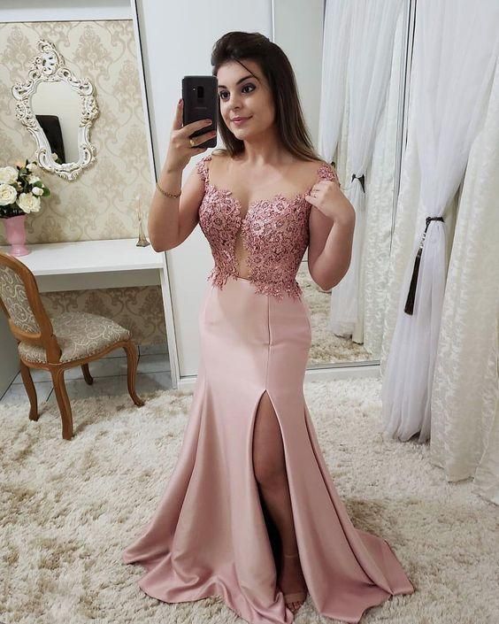 2023 long pink charming Prom Dresses S1744