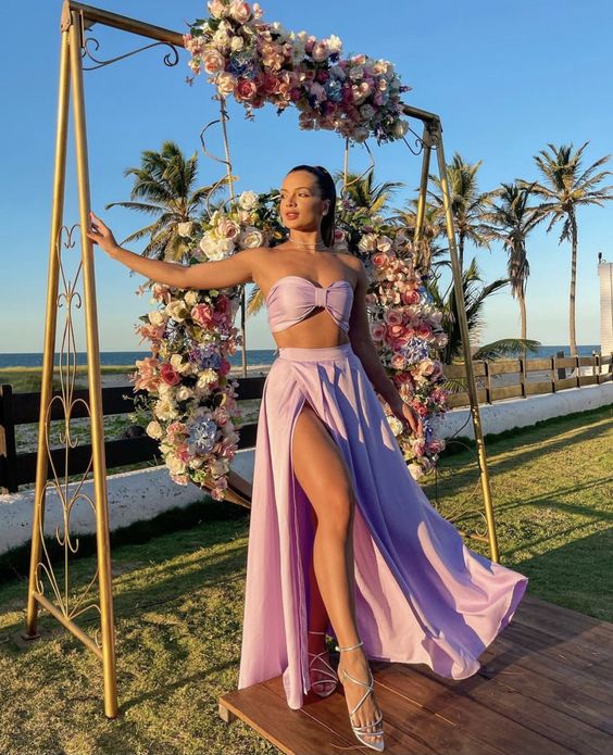 Two piece long prom dress, formal dress S1025