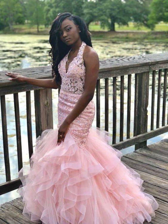 Pink Formal Dress mermaid prom dress long evening dress S2082