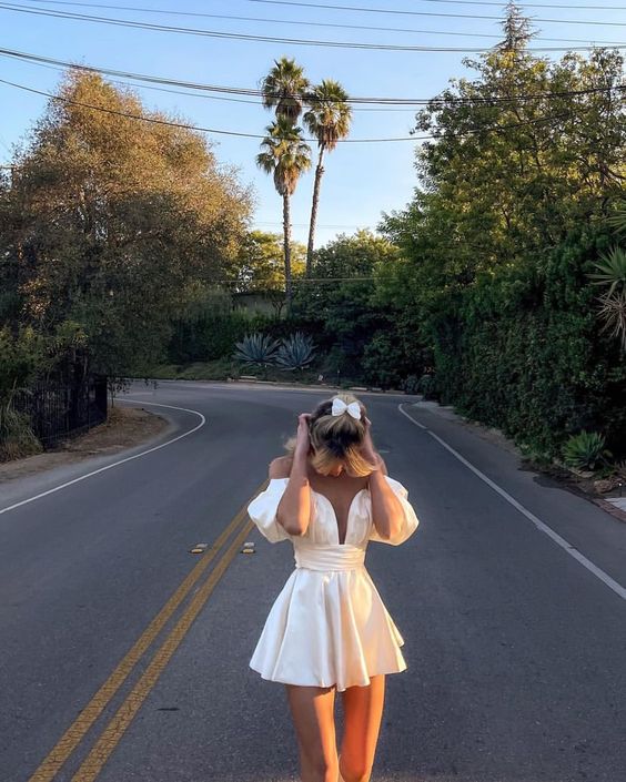 White Short Prom Dresses, Evening Gown S1050