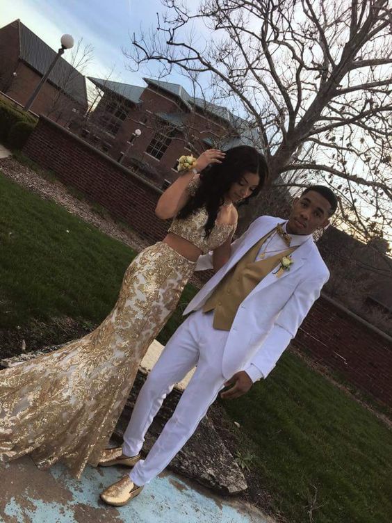 Two Piece Formal Dress mermaid prom dress long evening dress S2086