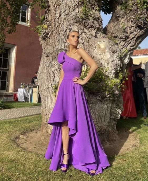 Sexy Purple Prom Formal Evening Dress High Low Dress S1193