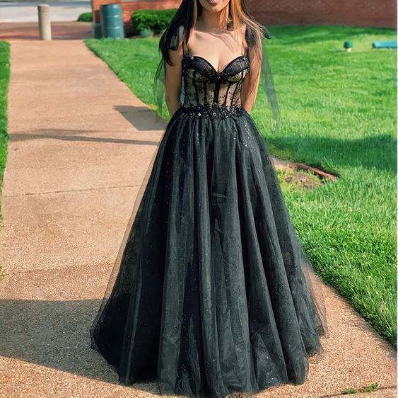Black prom dresses, long evening dresses, fashion evening dresses S1983