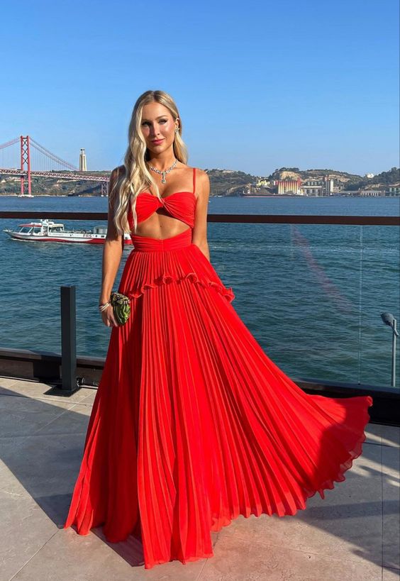 Red Long Prom dress, Evening dresses, reception dress S975