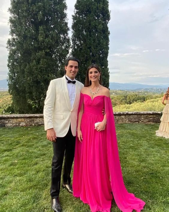 Hot Pink Chiffon Long Prom Dresses S761