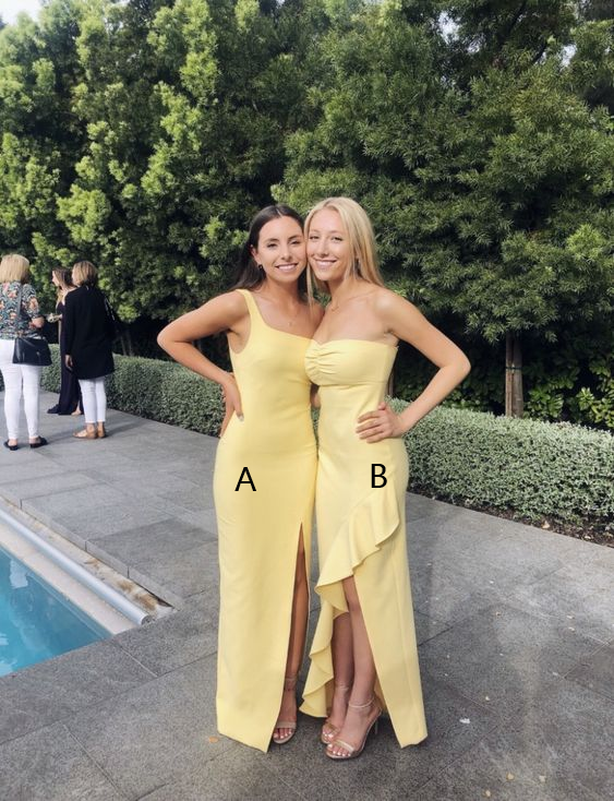 Yellow bridesmaid dress prom evening gown S1609