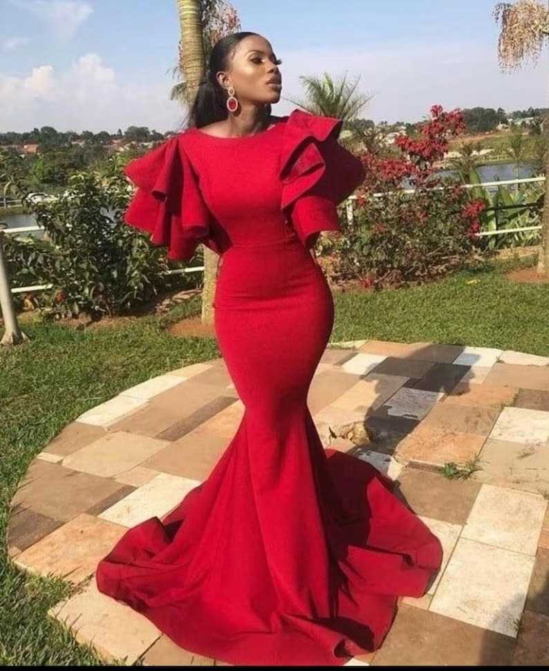 Long Mermaid red dress , long evening dress , women fashion dresses, prom long gown S2379