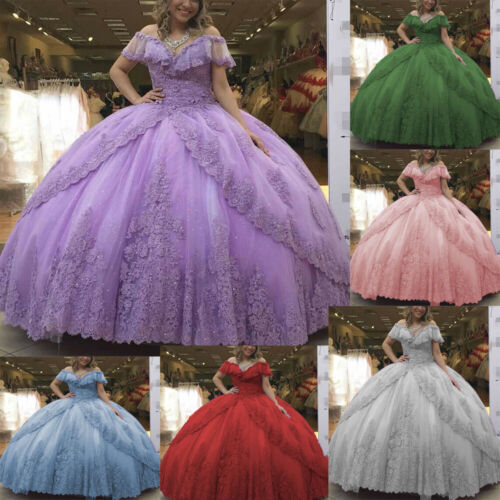 Lavender Off the Shoulder Quinceanera Dresses Beaded Prom Party Sweet 15 Dress S1634