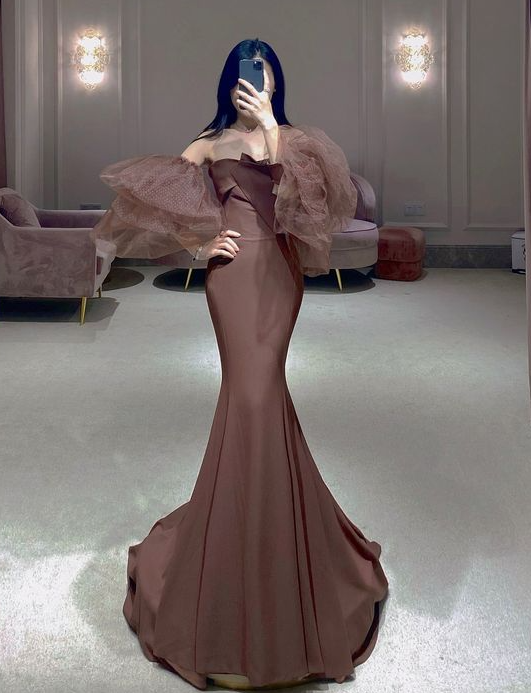 Brown Long Evening Gown Prom Dresses S1783