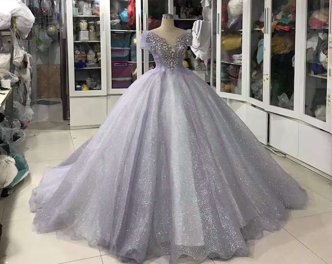 Grey Evening Dress Prom Dress Wedding Dress S1815