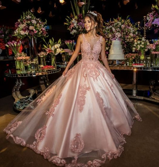 Pink Long Party Dress Evening Gown Prom Dress S2420