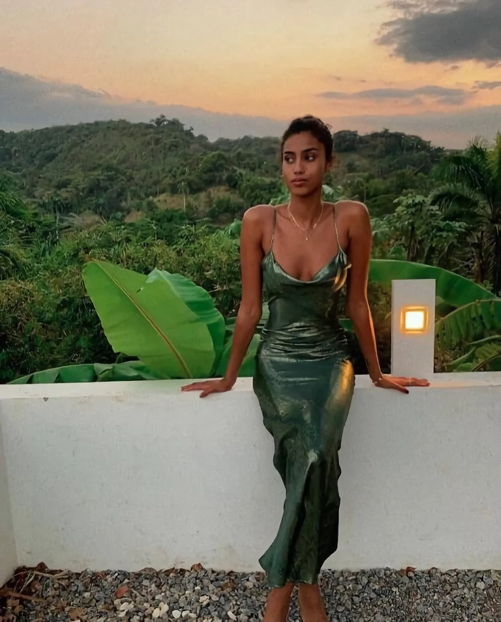 Spaghetti Strap green Long Evening dresses S1570