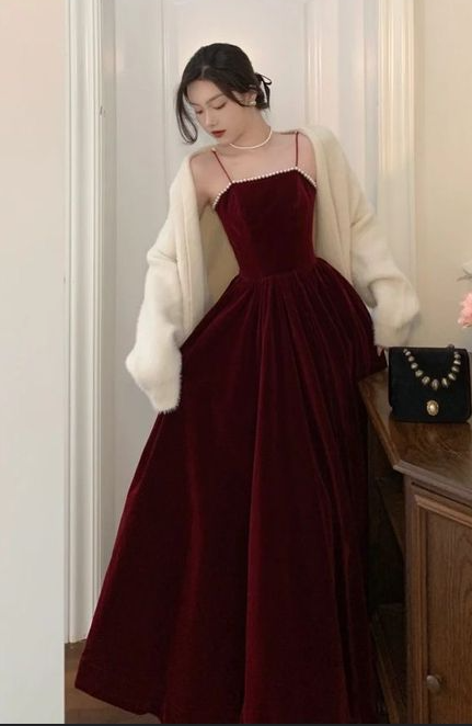 Burgundy Prom Dress Evening Dress   S772