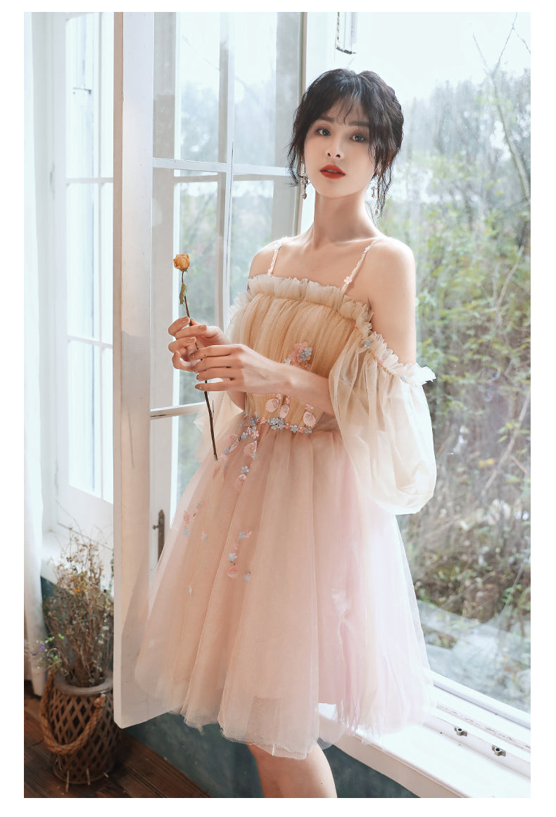 Tulle Short Prom Dresses, A-Line Puffy Tulle Homecoming Dresses S2213