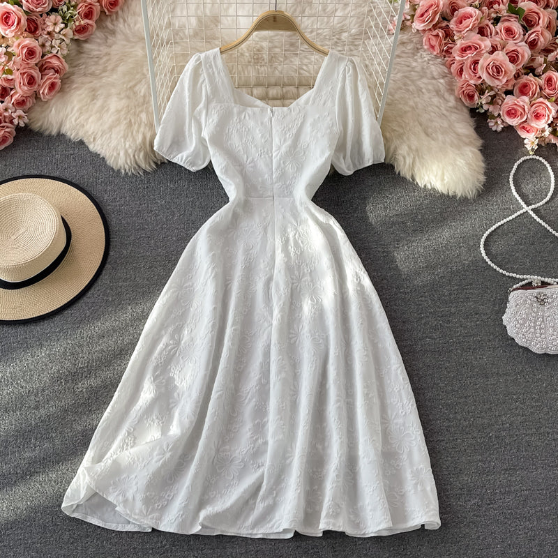 Sweet A line white short dress fashion dress S32