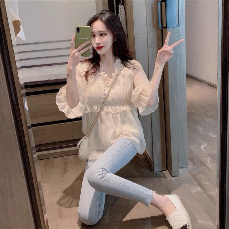 cute loose chiffon top S162