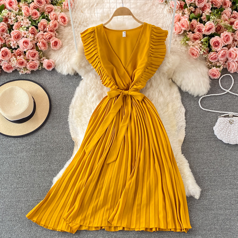 Simple V-neck chiffon short dress fashion dress S291