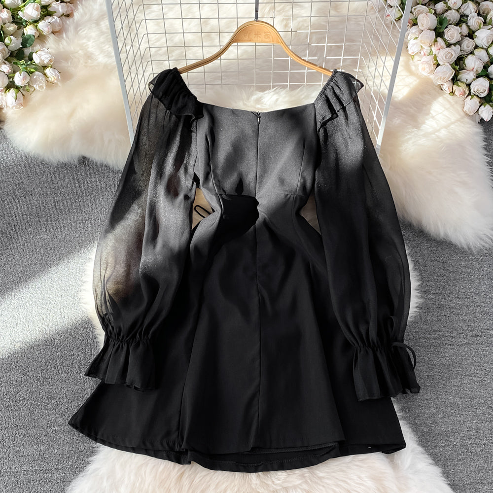 Black long sleeve dress A line fashion dress S144