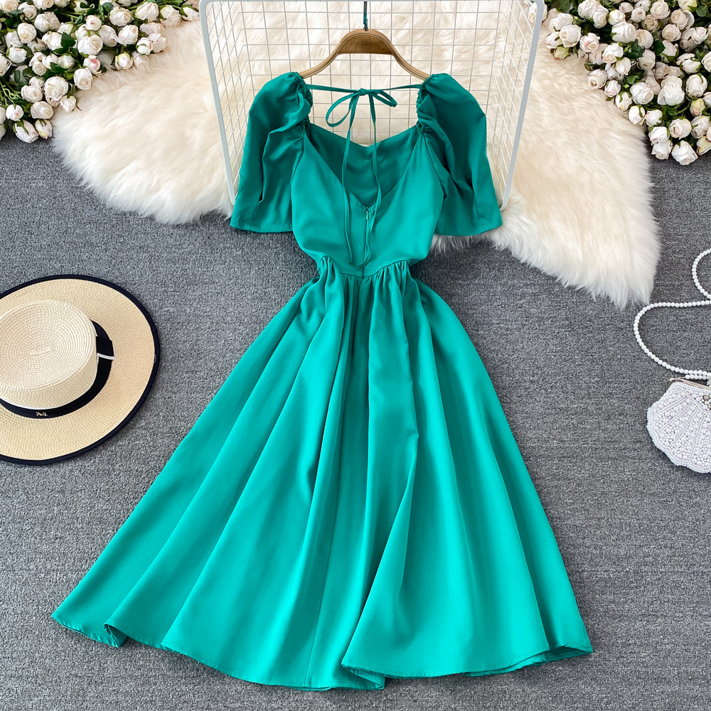 Cute bow A line short dress S465