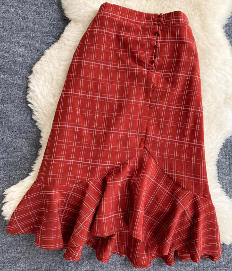 Stylish slim two-piece lattice set summer dress S87