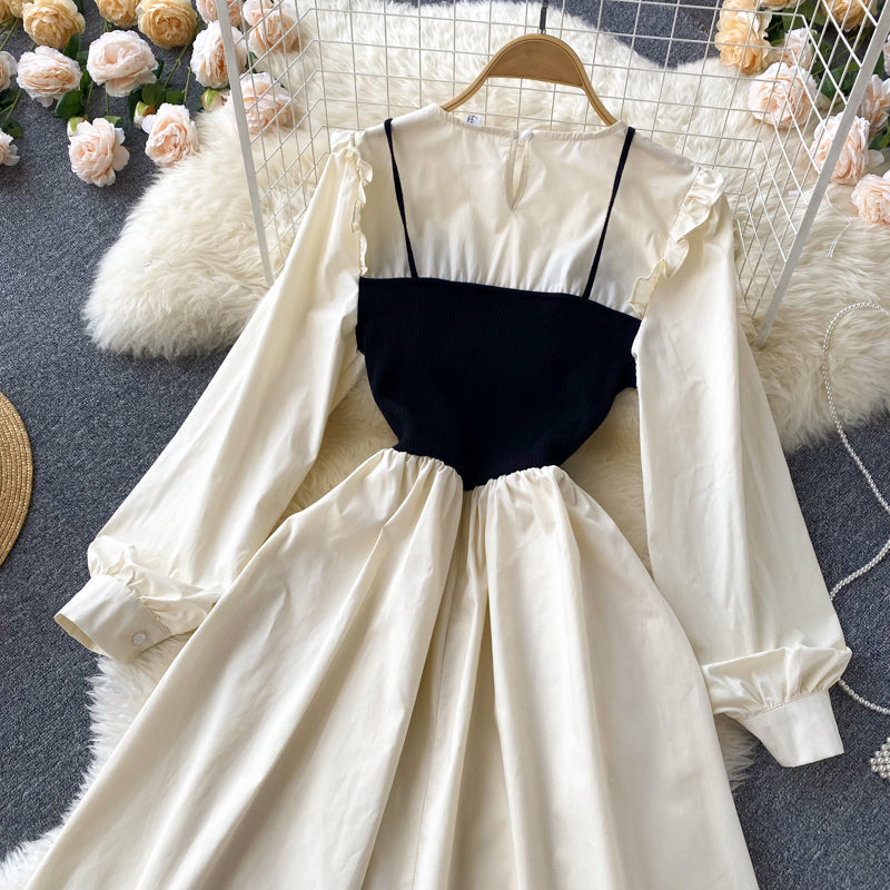 Cute A line long sleeve dress A line fashion dress S213