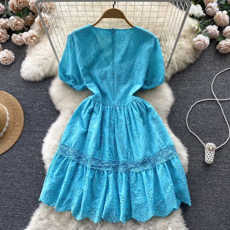 Cute V-neck short dress fashion dress S294