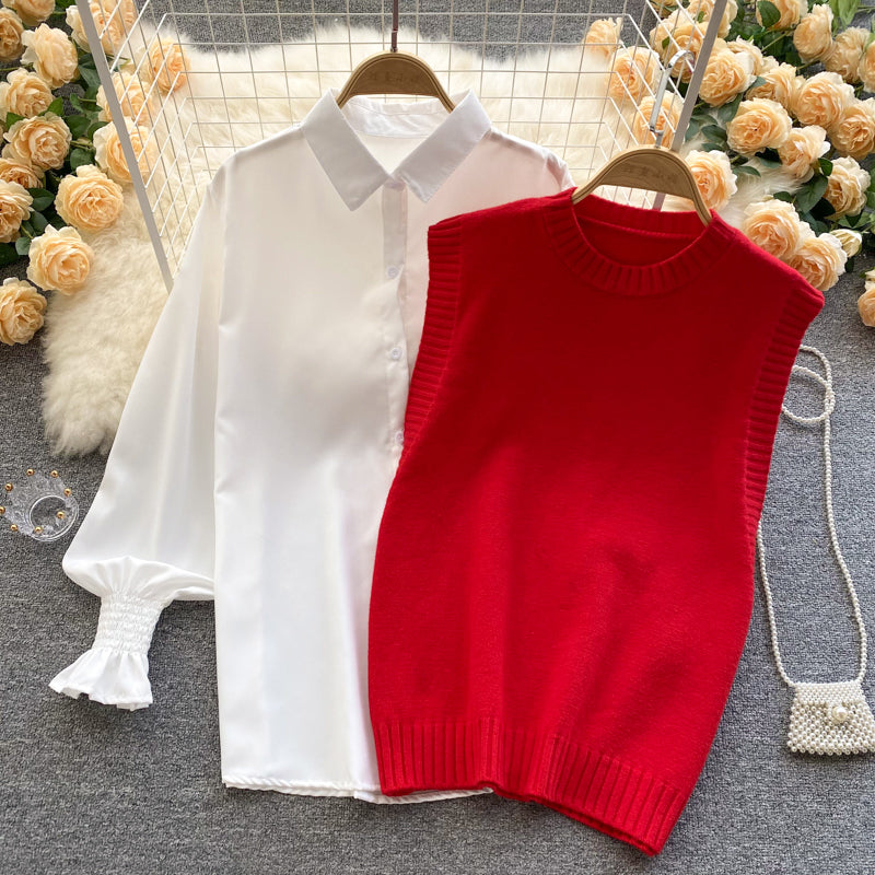 Cute two-piece long sleeve top S527