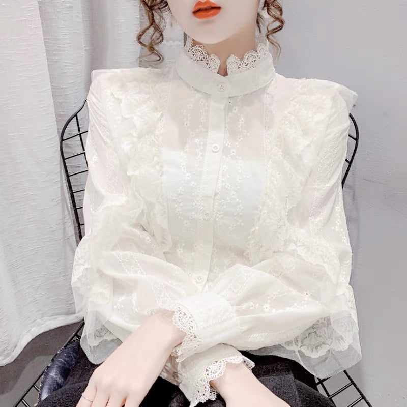 Cute lace long sleeve tops fashion tops S165