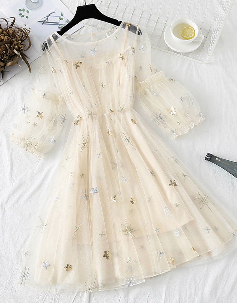 A line tulle short dress fashion girl dress women's summer dress S96