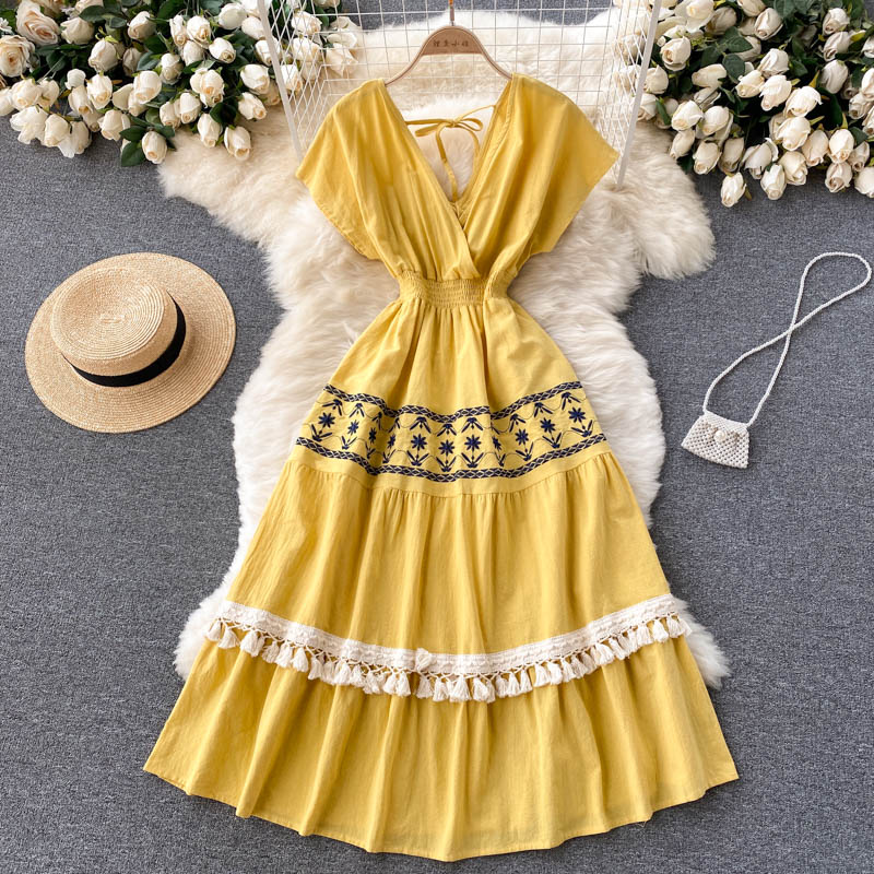 Cute V-neck short dress fashion dress S329