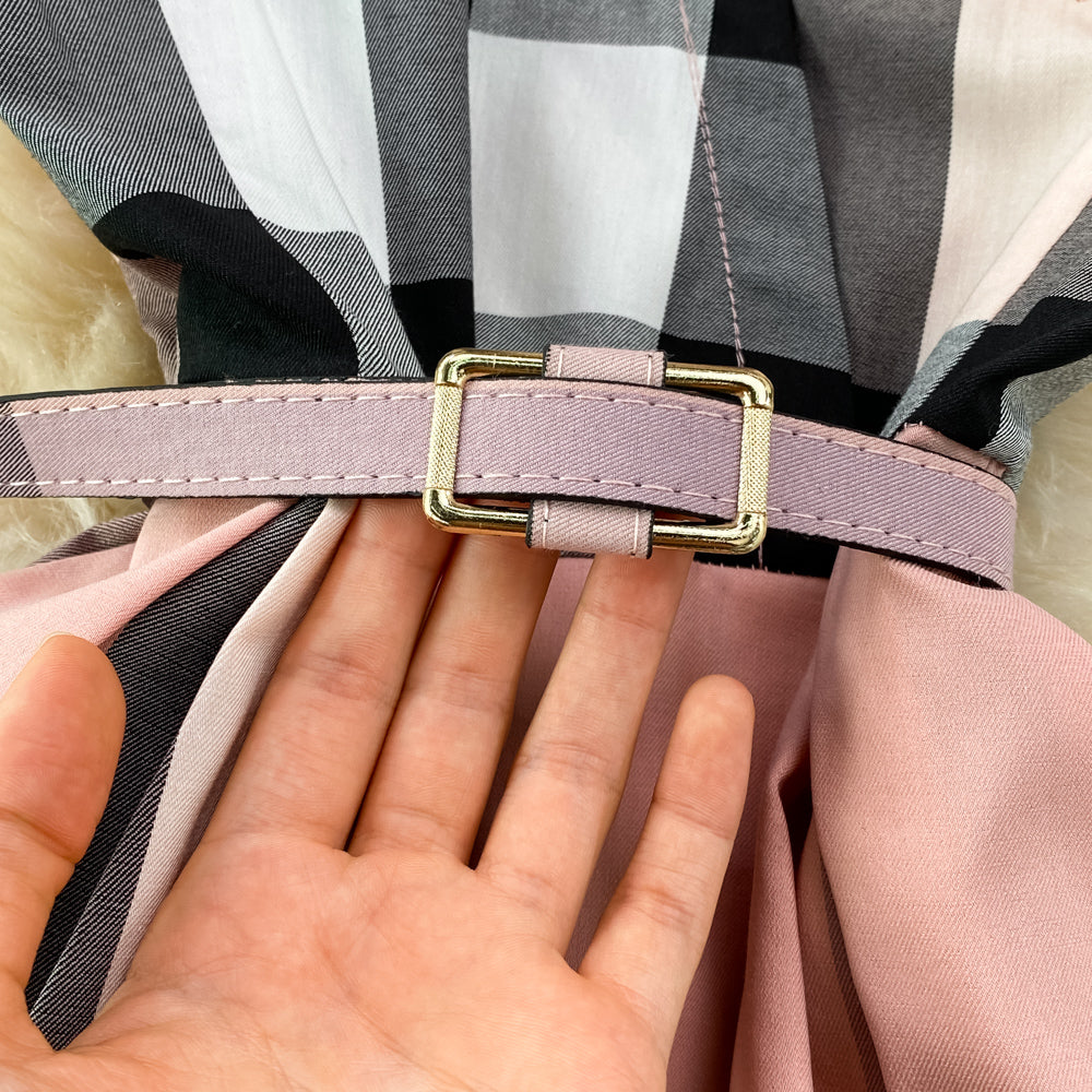 Stylish v-neck blouse plaid dress S403