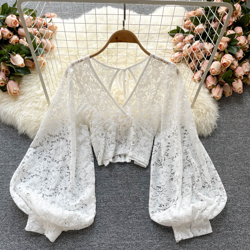 Cute lace long sleeve tops S29