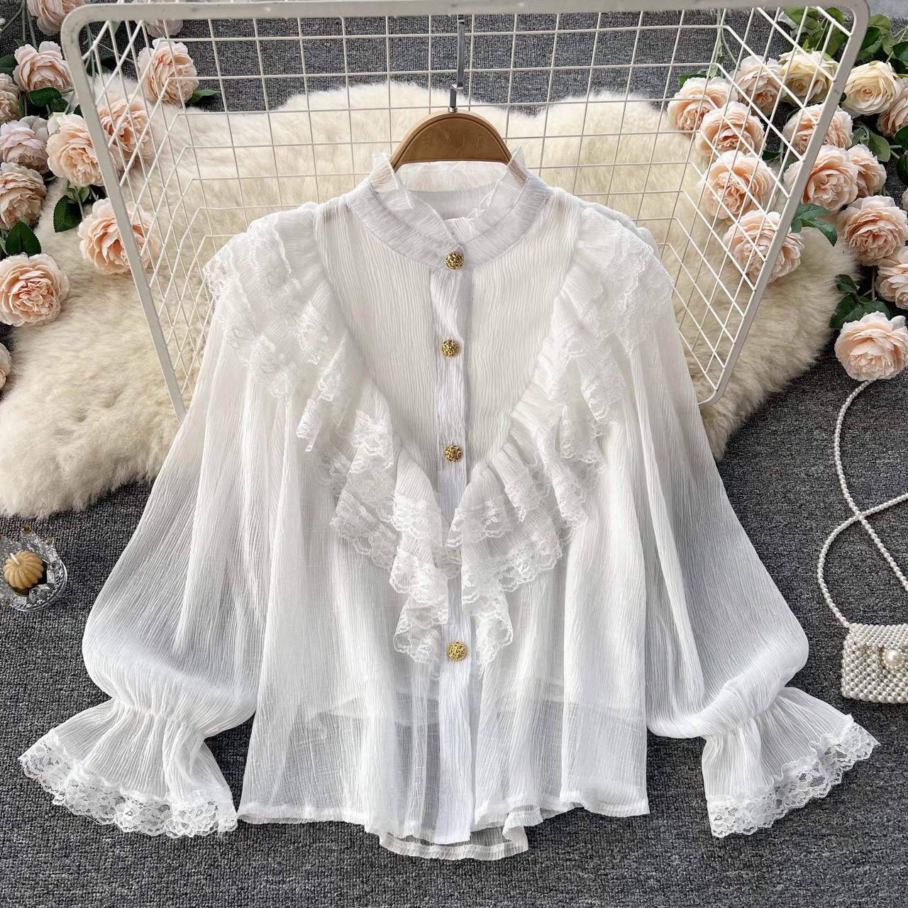 Cute lace long sleeve tops S271