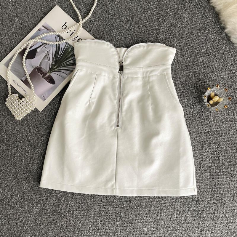 Simple PU leather skirt A line skirt S522