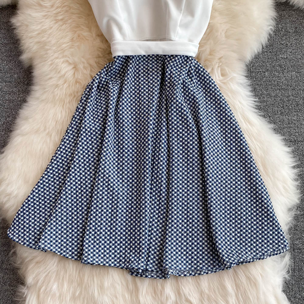 Lovely spliced A line spaghetti dress fashion dress S503