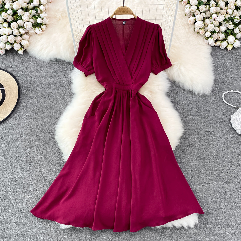 Cute v neck chiffom short dress fashion dress S363