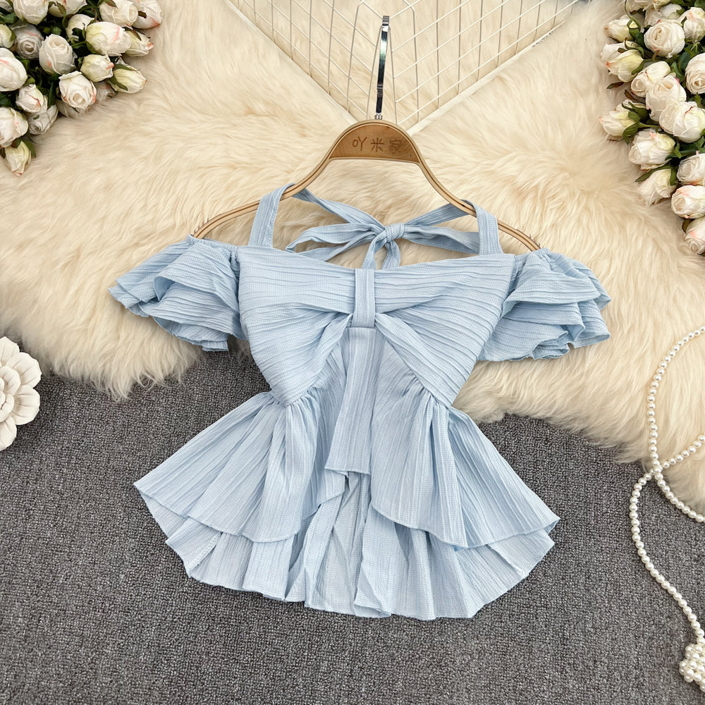 Cute crop top off shoulder tops S317