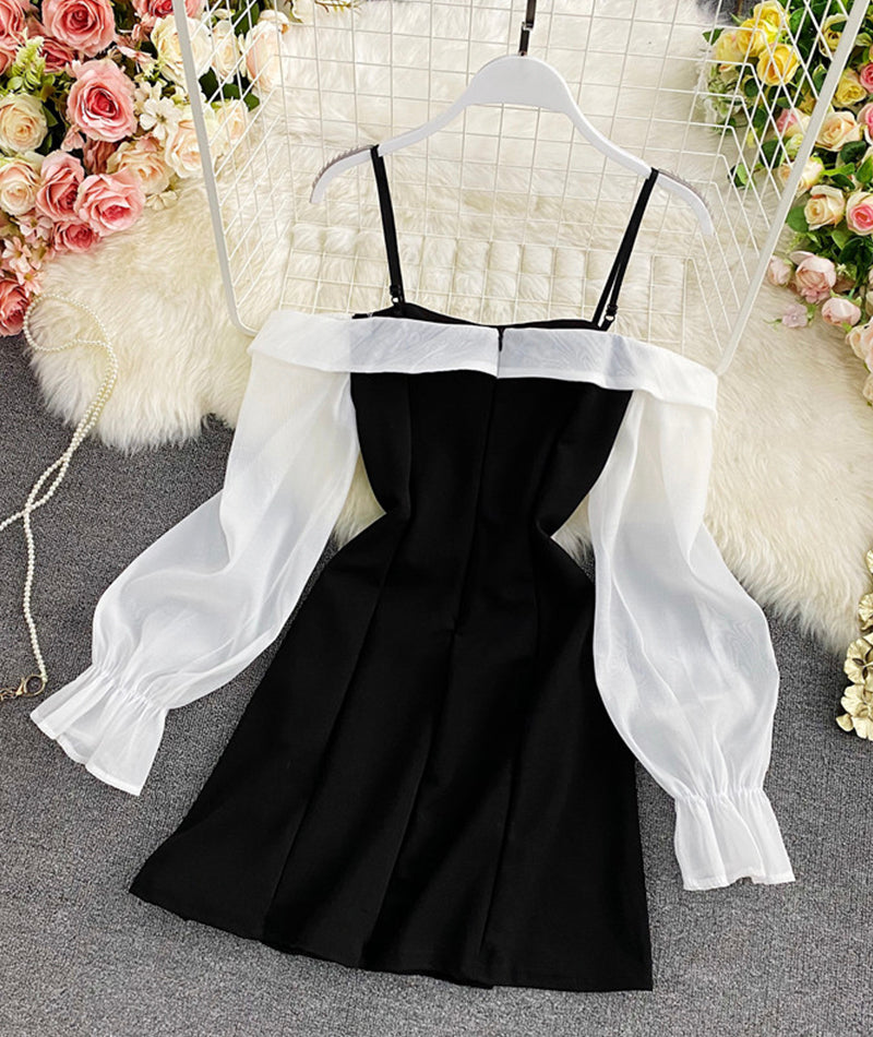 Cute bow short dress long sleeve dress S47