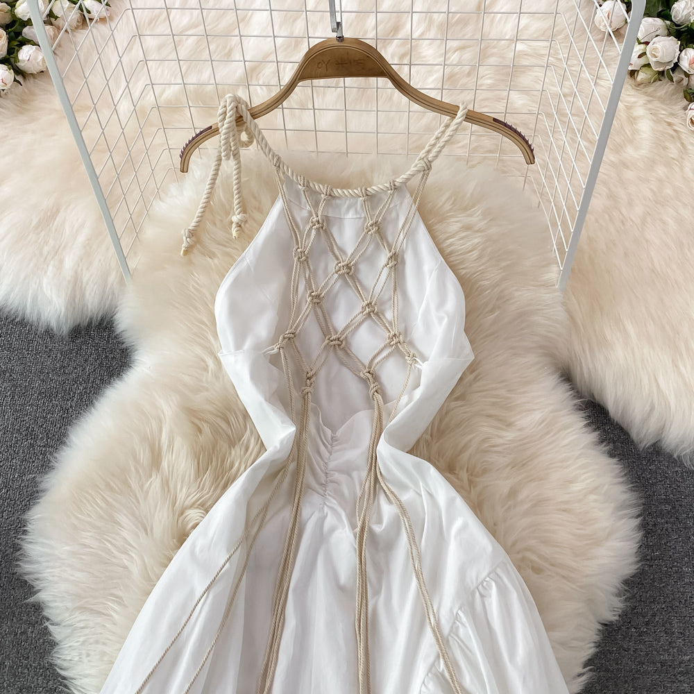 White A line backless short dress fashion dress S482