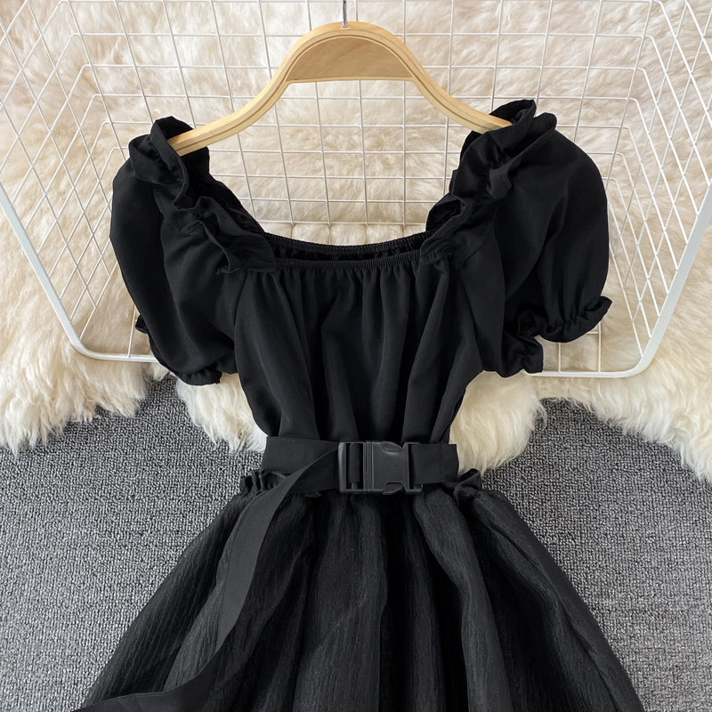 A line high low dress white fashion dress black A line dress S449