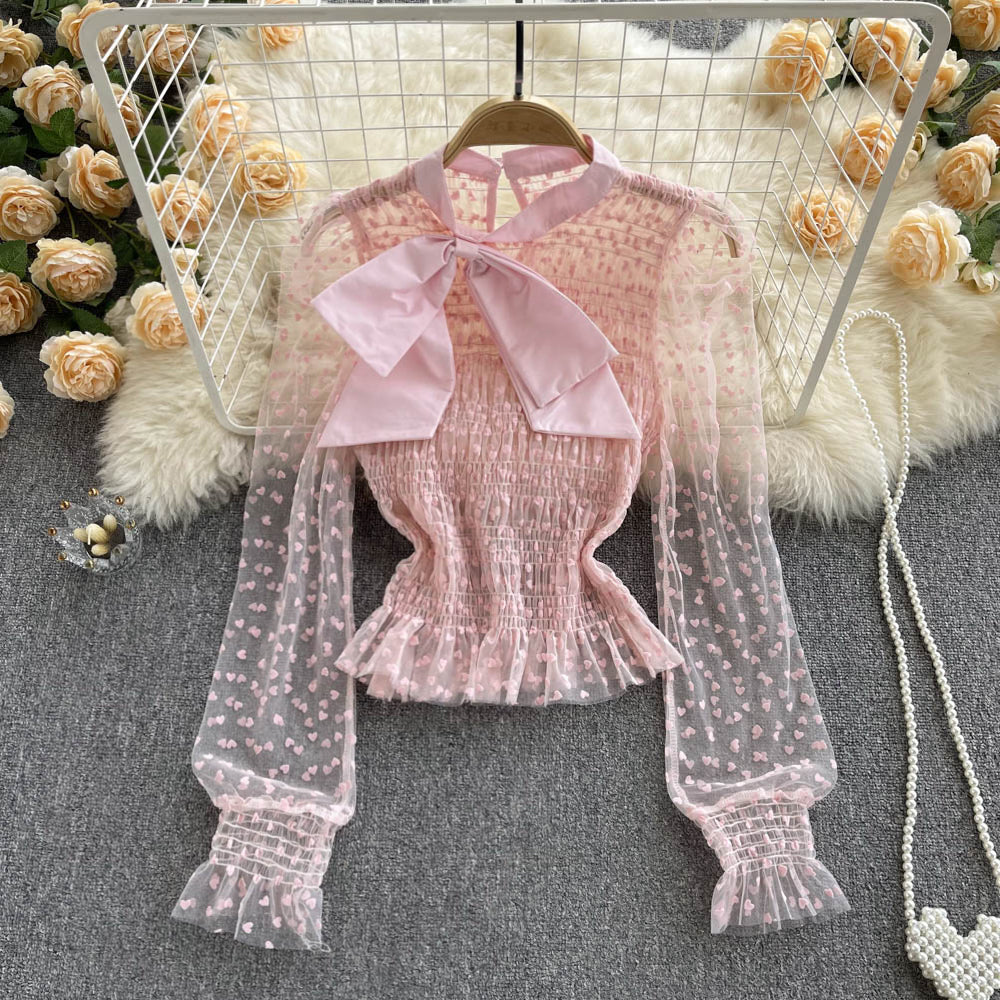 Cute Heart Pattern Long Sleeve Top S227