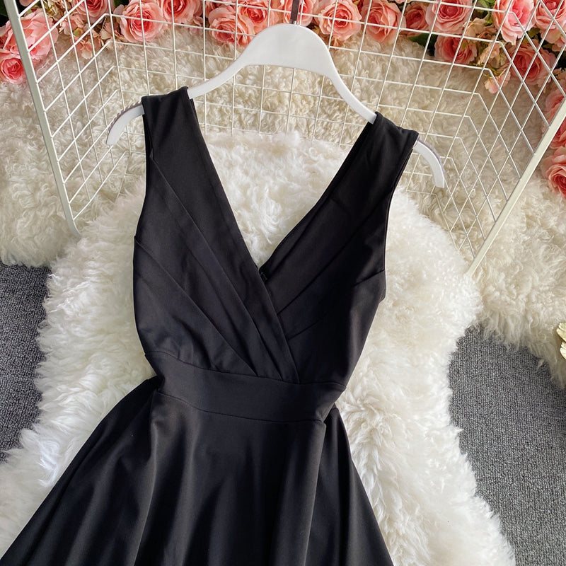 Simple v neck short dress fashion girl dress S342