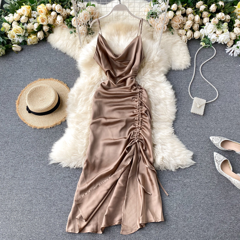 Simple satin long dress fashion dress S330