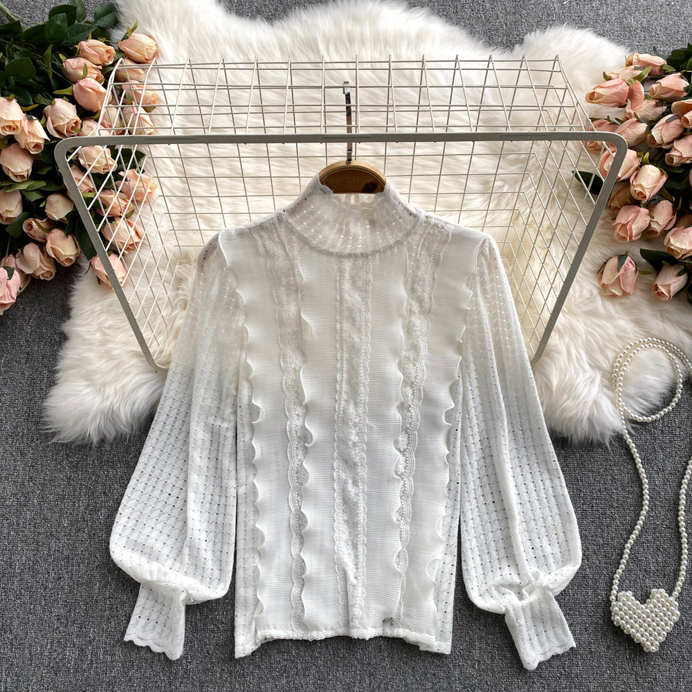 Cute lace long sleeve tops S530