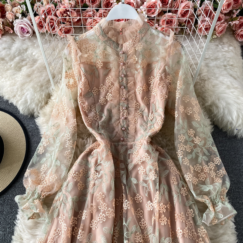 Cute tulle lace long sleeve dress fahsion dress S220