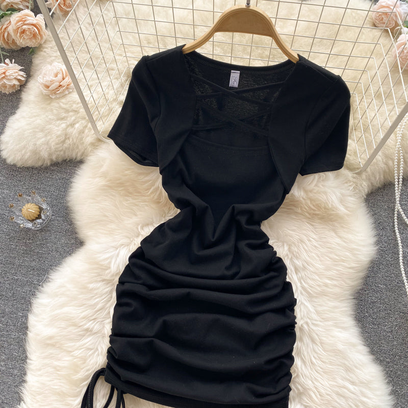 Simple drawstring dress S302