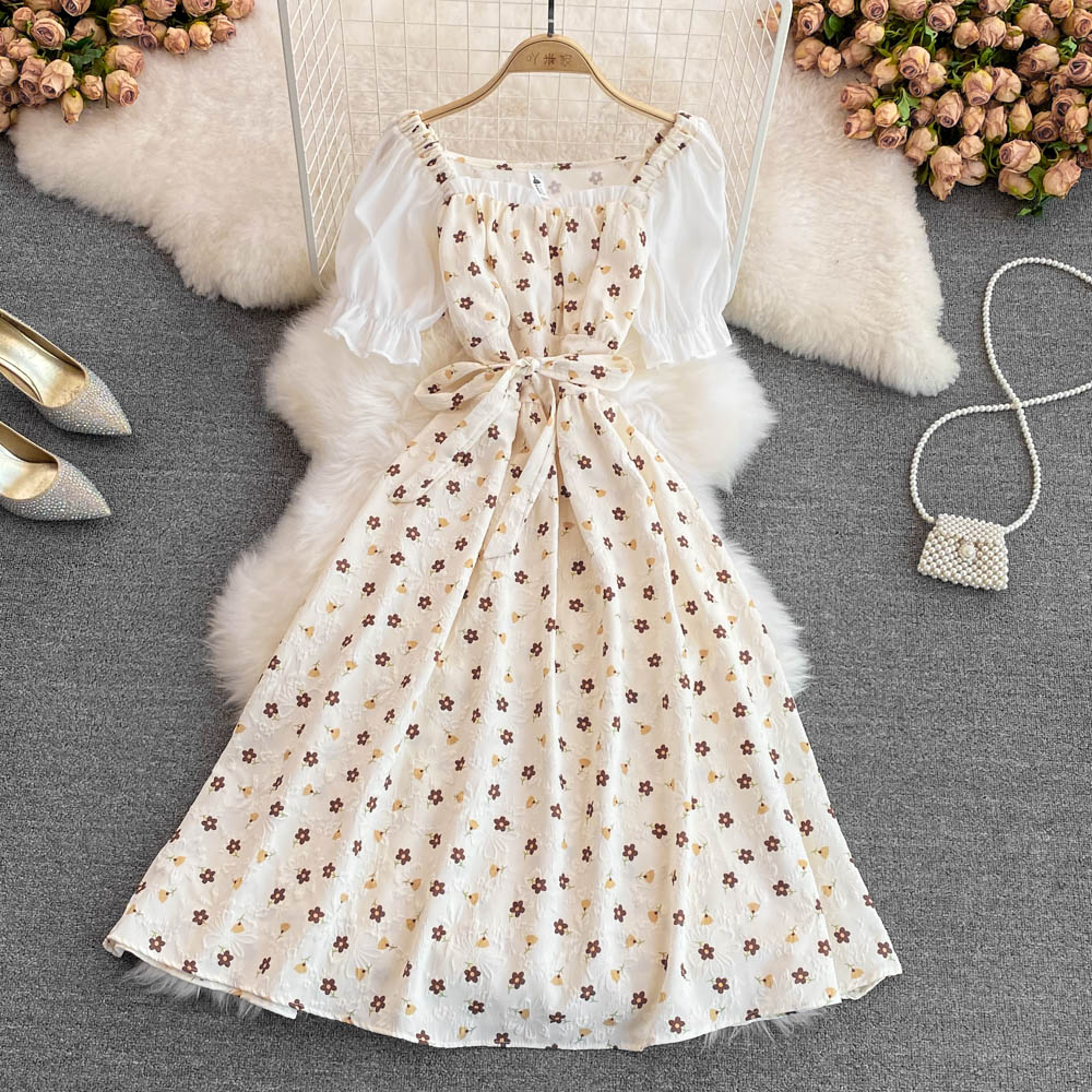 Sweet A line floral dress fashion dress S402