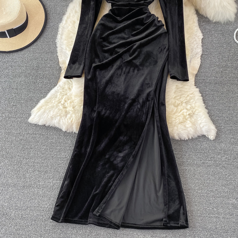 Elegant vlevet long sleeve dress fashion dress S232